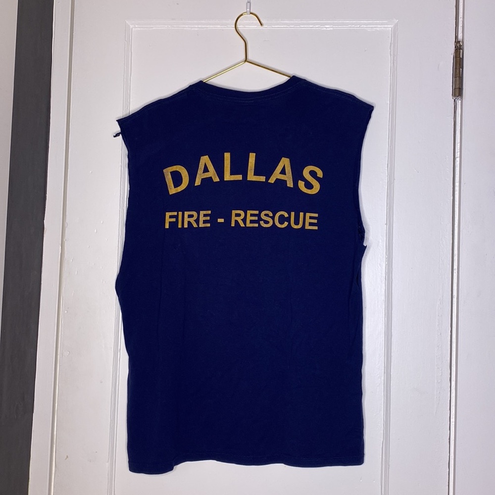 Vintage Worn Dallas Fire Rescue Cut Off Sleeve Muscle Tank Sz L